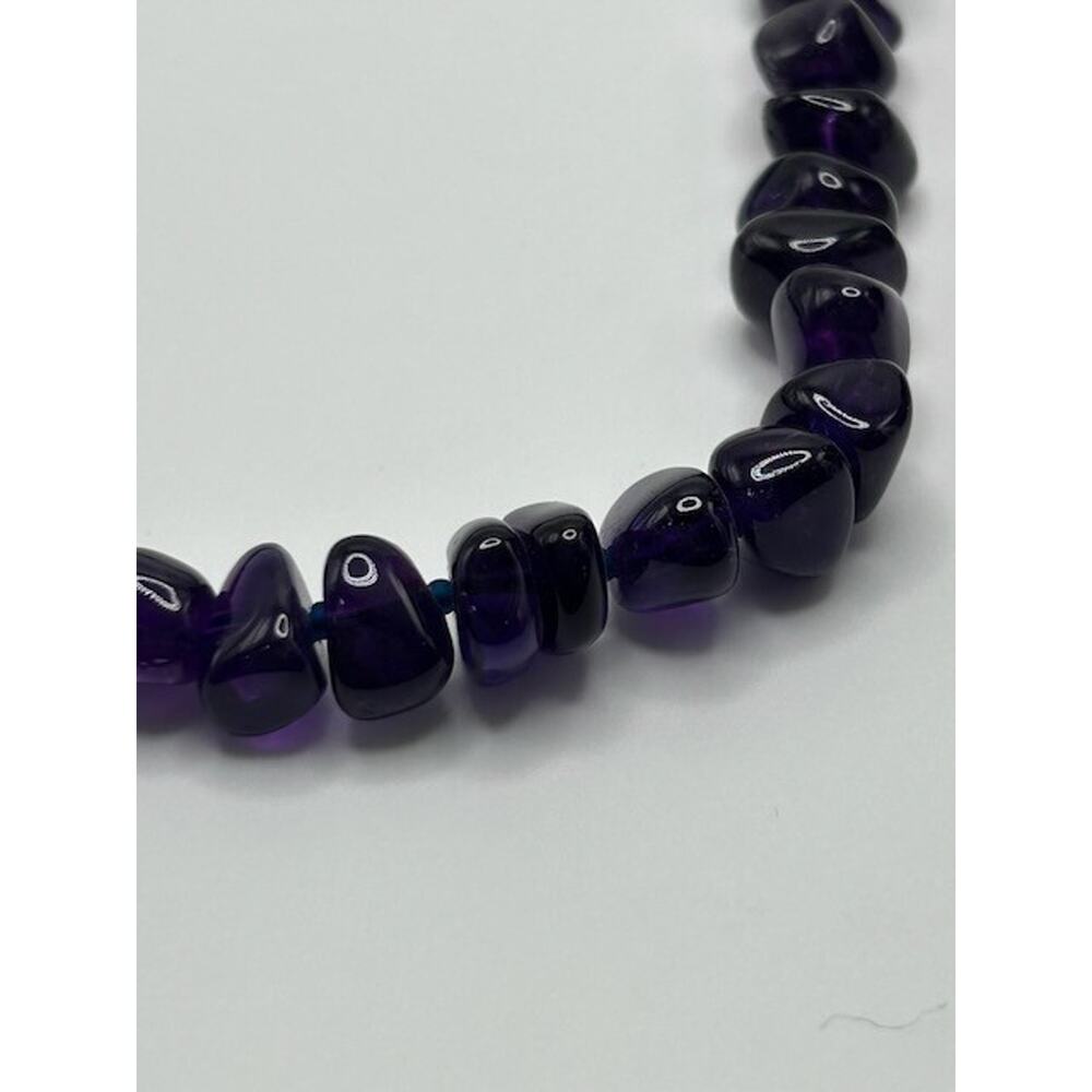 NWT Peyote Bird Amethyst Chip Beads Necklace Genuine Stone Sterling Silver 17" - Picture 7 of 9